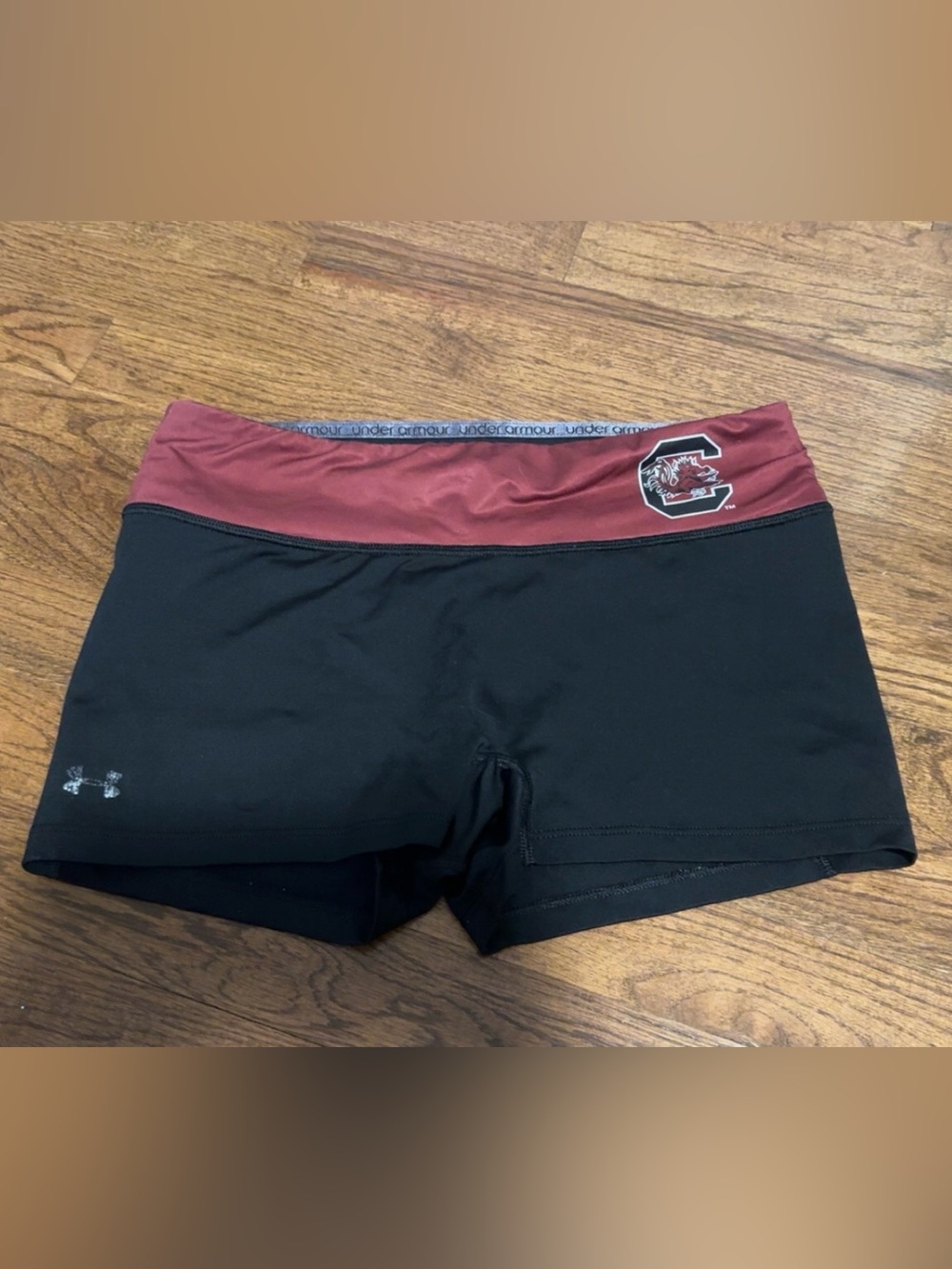 Under Armour Women's Black and Garnet Athletic Bike Shorts with Gamecock Logo